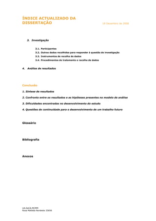 índice actualizado da dissertação