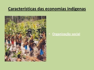 Características das economias indígenas




                    • Organização social
 