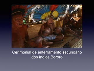 Cerimonial de enterramento secundário
dos índios Bororo
 