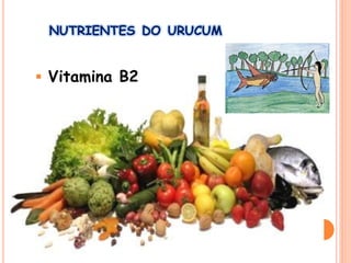 NUTRIENTES DO URUCUM
 Vitamina B2
 