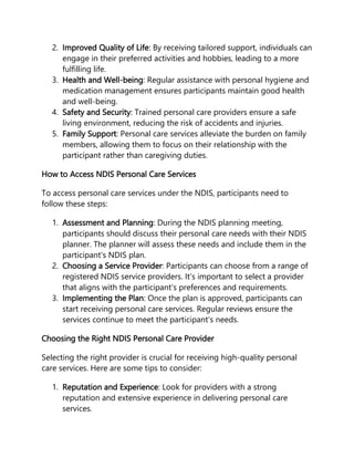 Comprehensive Guide to NDIS Personal Care: Ensuring Quality Support for ...