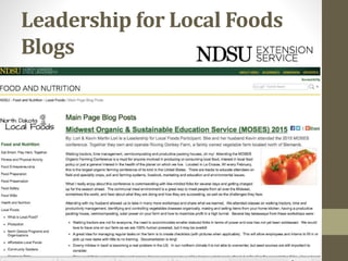 Leadership for Local Foods
Blogs
 