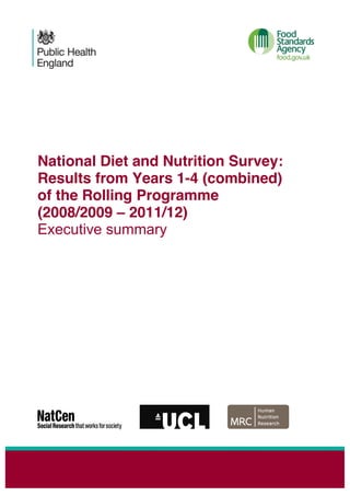 National Diet and Nutrition Survey:
Results from Years 1-4 (combined)
of the Rolling Programme
(2008/2009 – 2011/12)
Executive summary
 