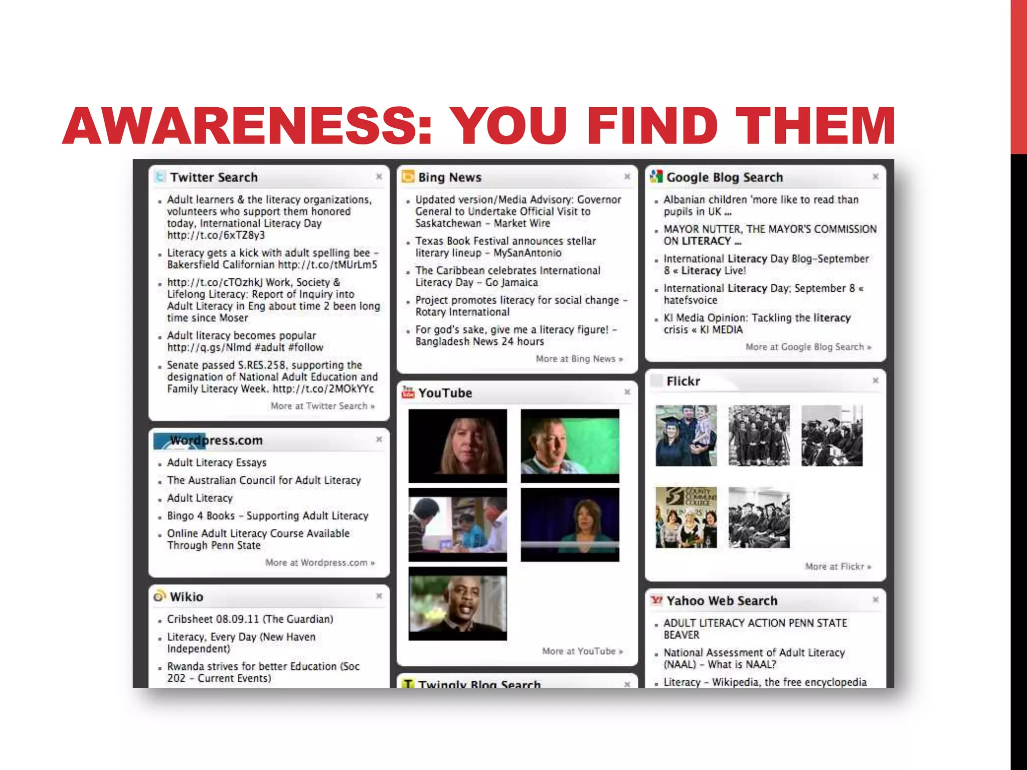 AWARENESS: YOU FIND THEM
 