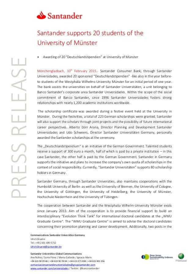 Santander Supports Students Of The University Of Munster