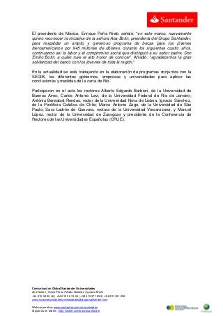 Ana Botín presenta la Carta Universia Río 2014 en la XXIV Cumbre Iberoamericana de Jefes de Estado 
