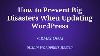 How to Prevent Big
Disasters When Updating
WordPress
@RMELOGLI
DUBLIN WORDPRESS MEETUP
 
