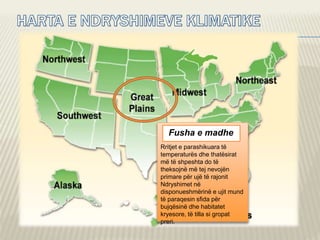 Fusha e madhe
Rritjet e parashikuara të
temperaturës dhe thatësirat
më të shpeshta do të
theksojnë më tej nevojën
primare për ujë të rajonit
Ndryshimet në
disponueshmërinë e ujit mund
të paraqesin sfida për
bujqësinë dhe habitatet
kryesore, të tilla si gropat
preri.
 