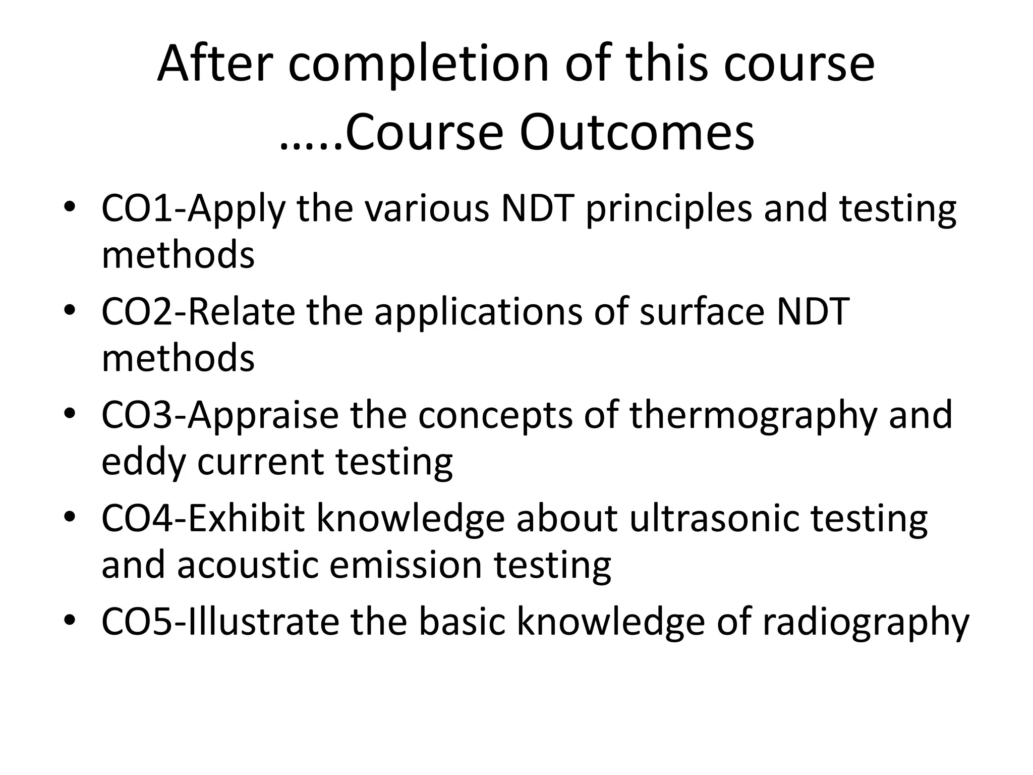 Non Destructive Testing Introduction Syllabus Pptx