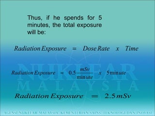 Thus, if he spends for 5 minutes, the total exposure will be:    