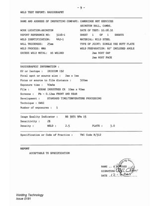 Ndt report sample and answer cswip 3.2 | PDF