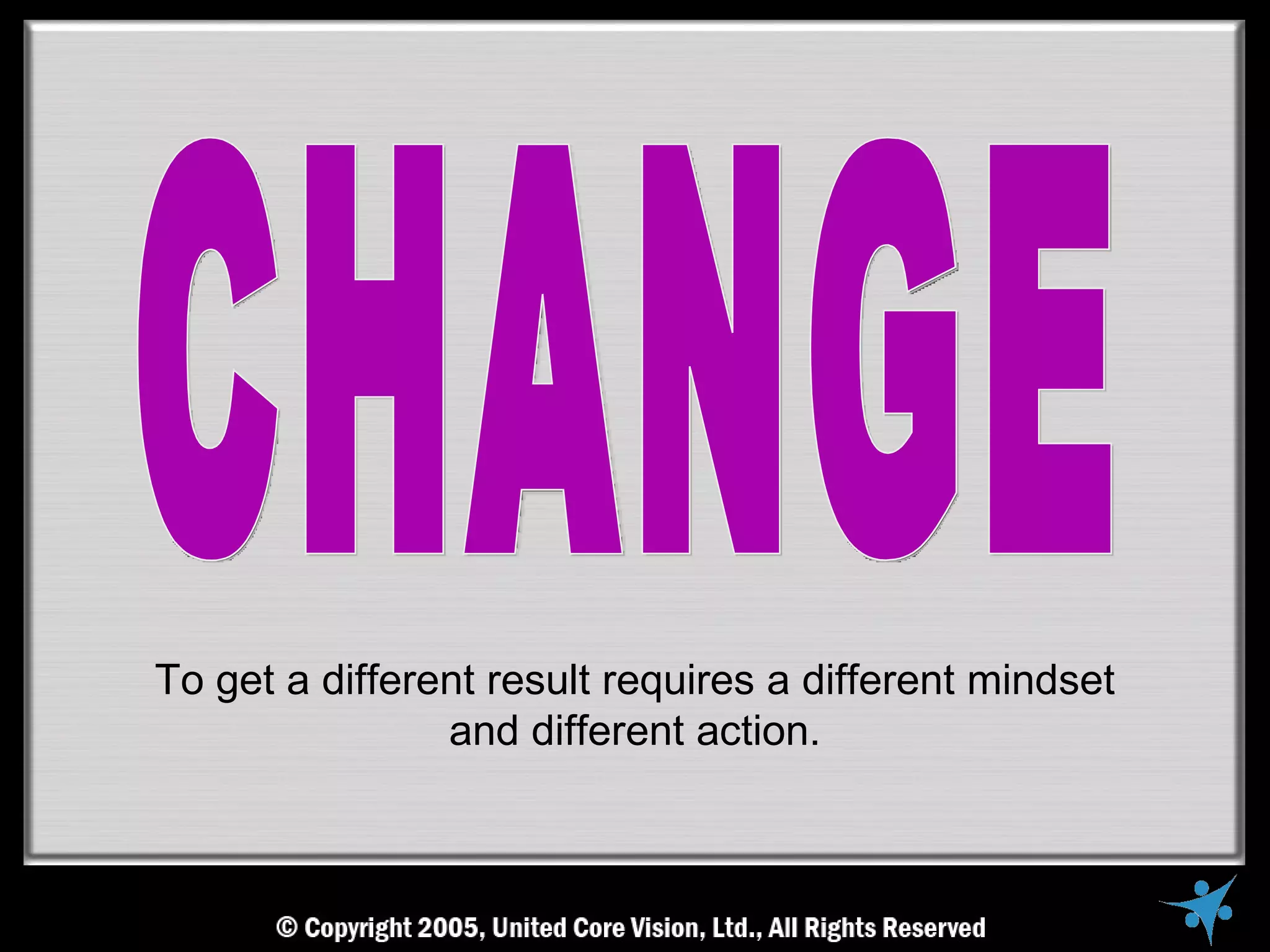 To get a different result requires a different mindset
                and different action.
 