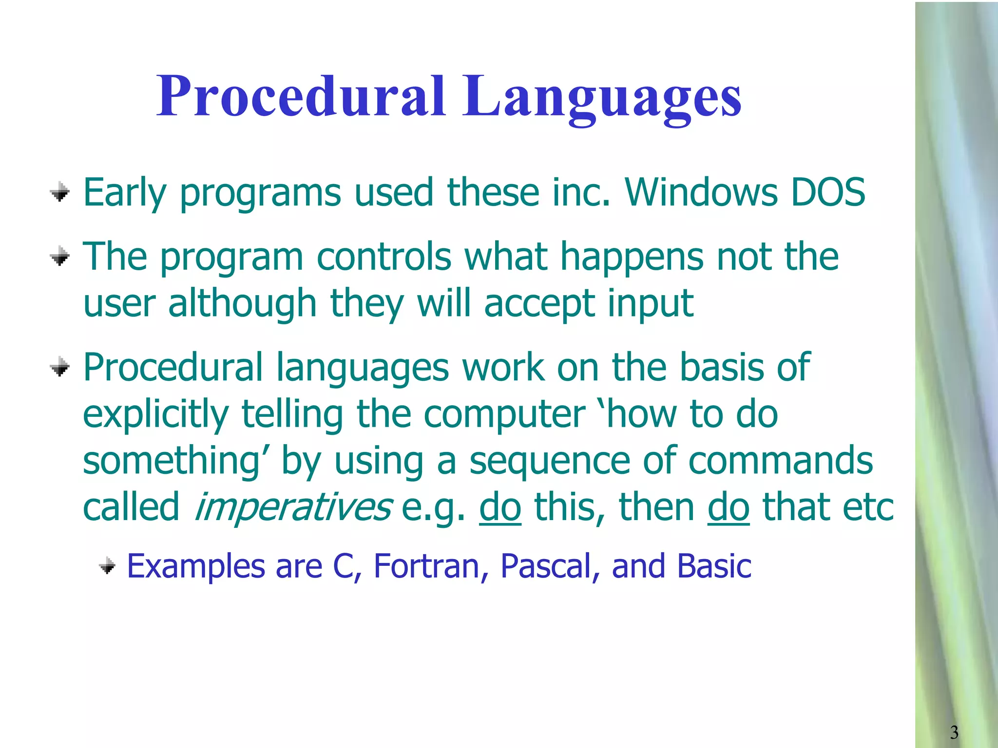Ndu06 typesof language | PPTX | Programming Languages | Computing
