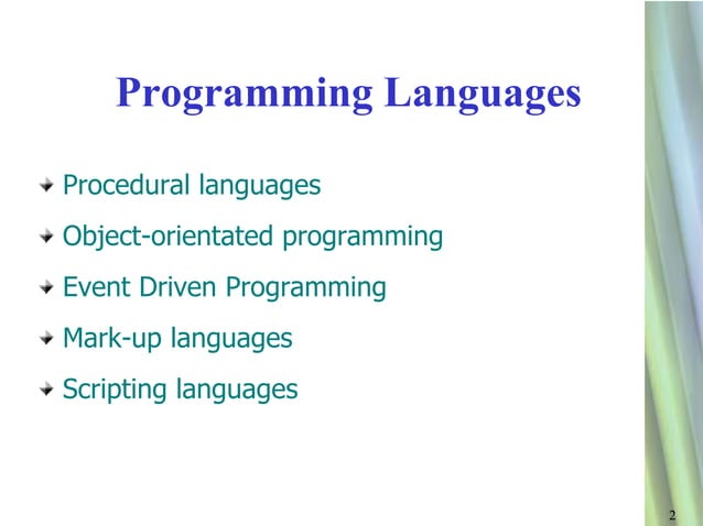 Ndu06 typesof language | PPTX | Programming Languages | Computing