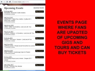 EVENTS PAGE WHERE FANS ARE UPADTED OF UPCOMING GIGS AND TOURS AND CAN BUY TICKETS 