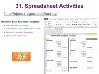 31. Spreadsheet Activities
http://njaes.rutgers.edu/money/
43
 
