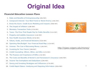 Original Idea
5
http://njaes.rutgers.edu/money/
 