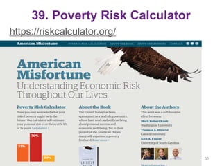 39. Poverty Risk Calculator
https://riskcalculator.org/
53
 