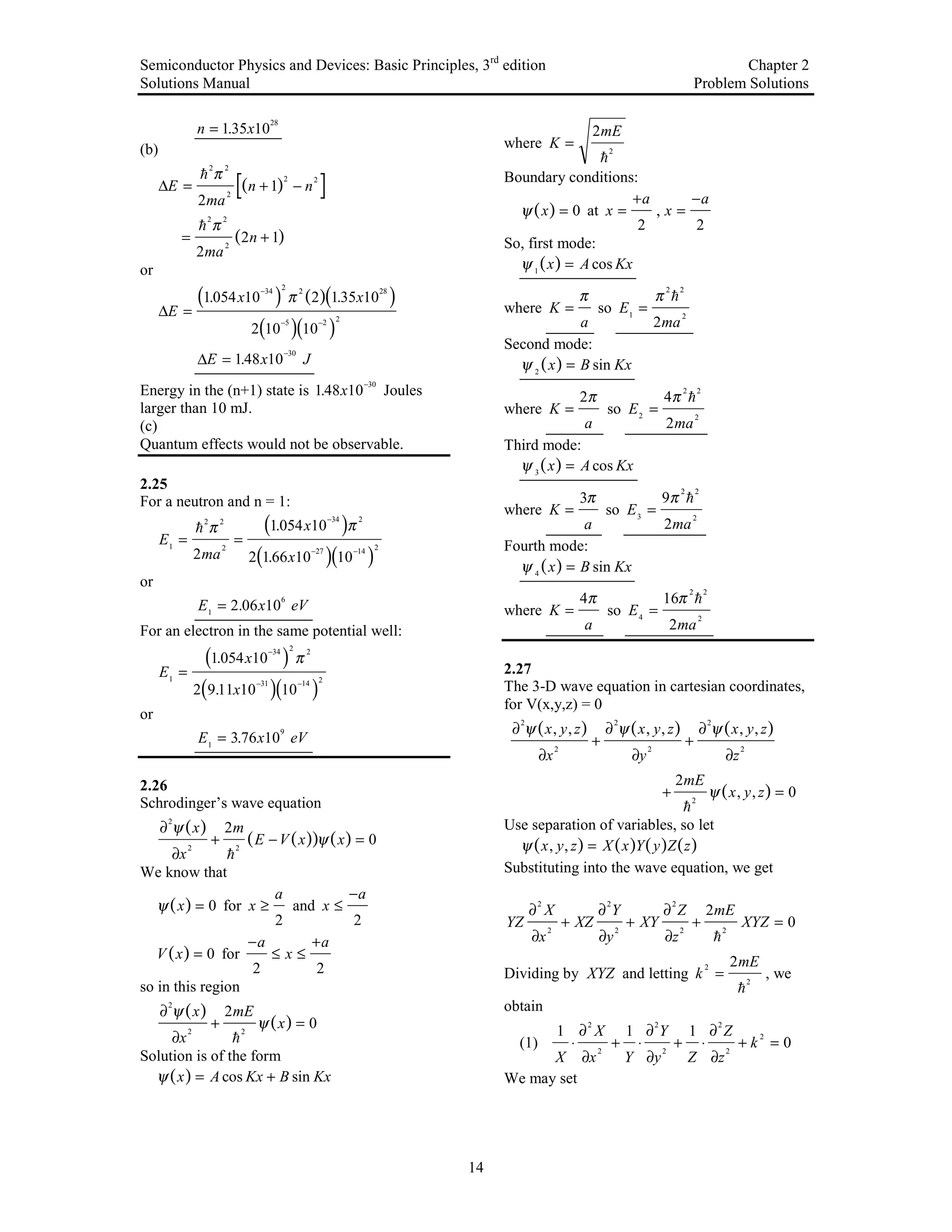 (Neamen)solution manual for semiconductor physics and devices 3ed | PDF