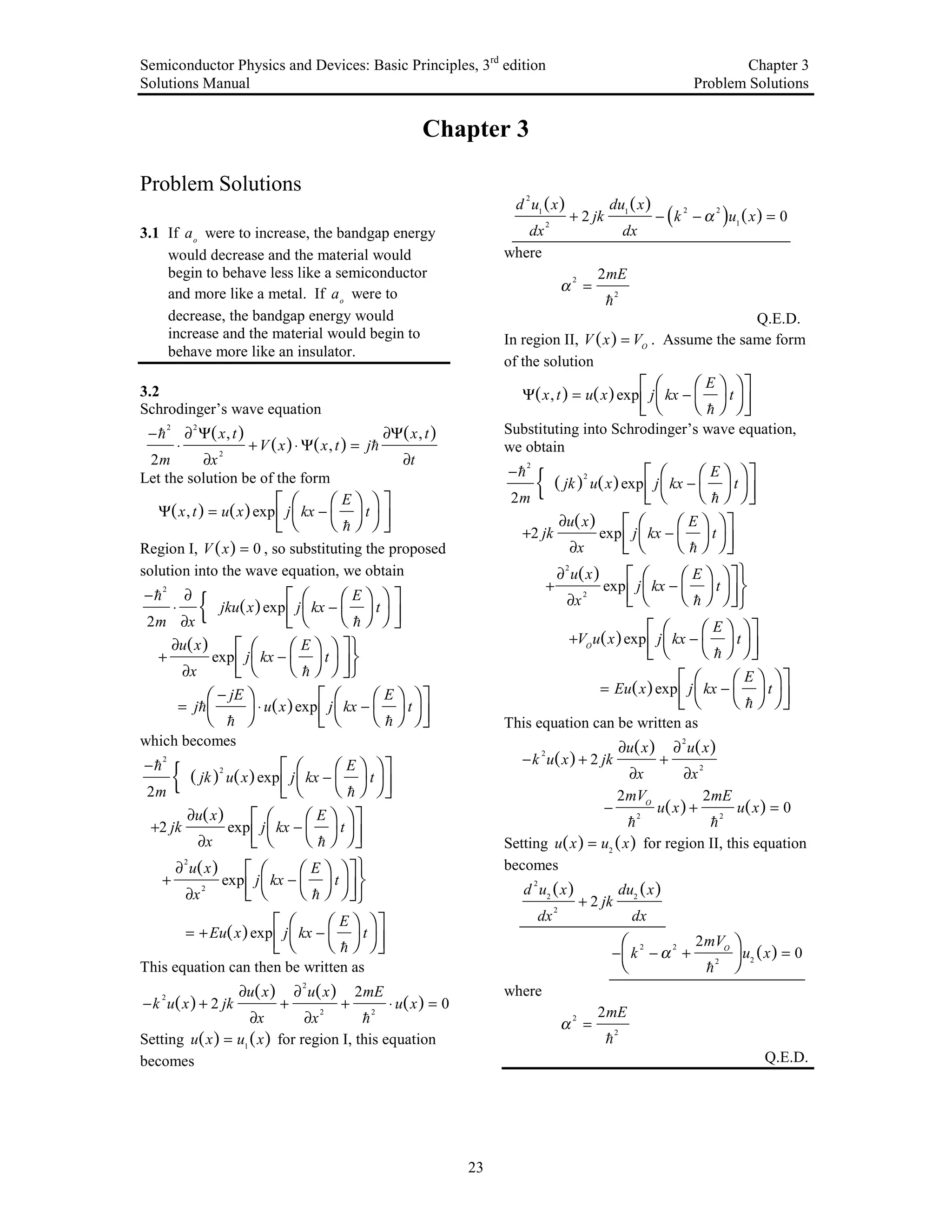 (Neamen)solution manual for semiconductor physics and devices 3ed | PDF