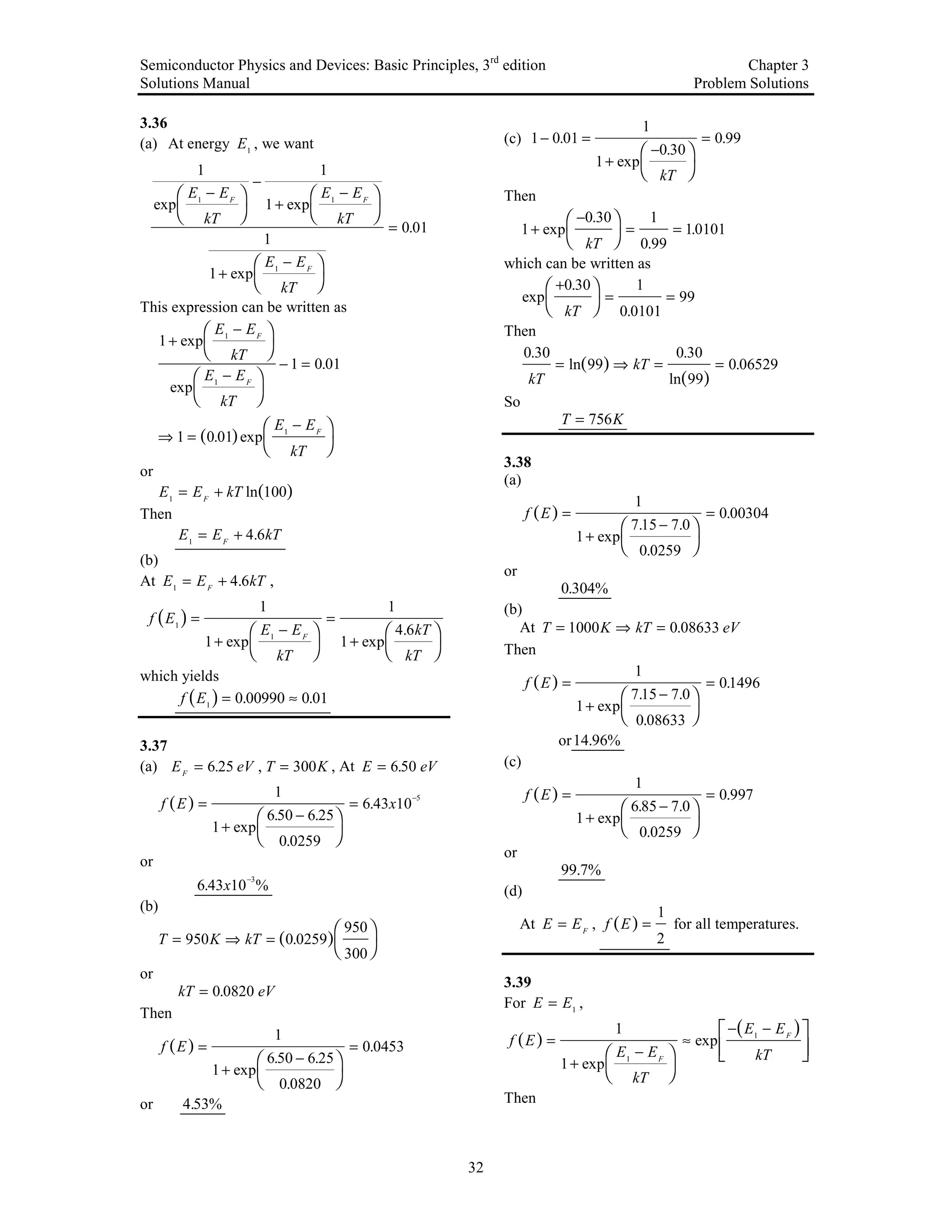 (Neamen)solution manual for semiconductor physics and devices 3ed | PDF