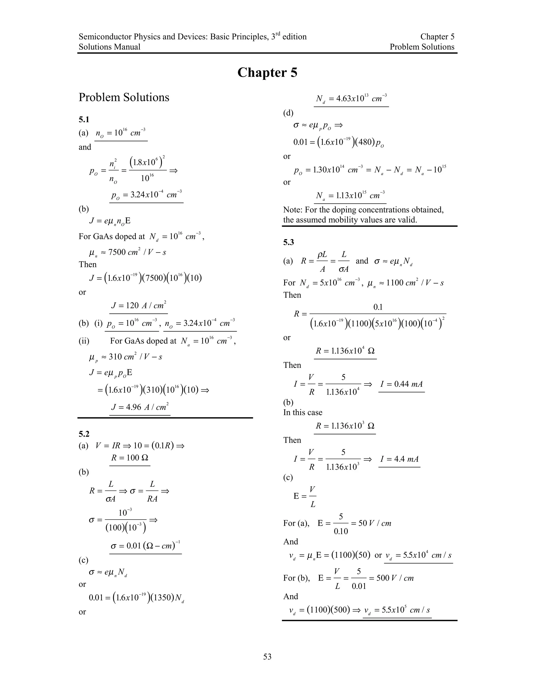 (Neamen)solution manual for semiconductor physics and devices 3ed | PDF