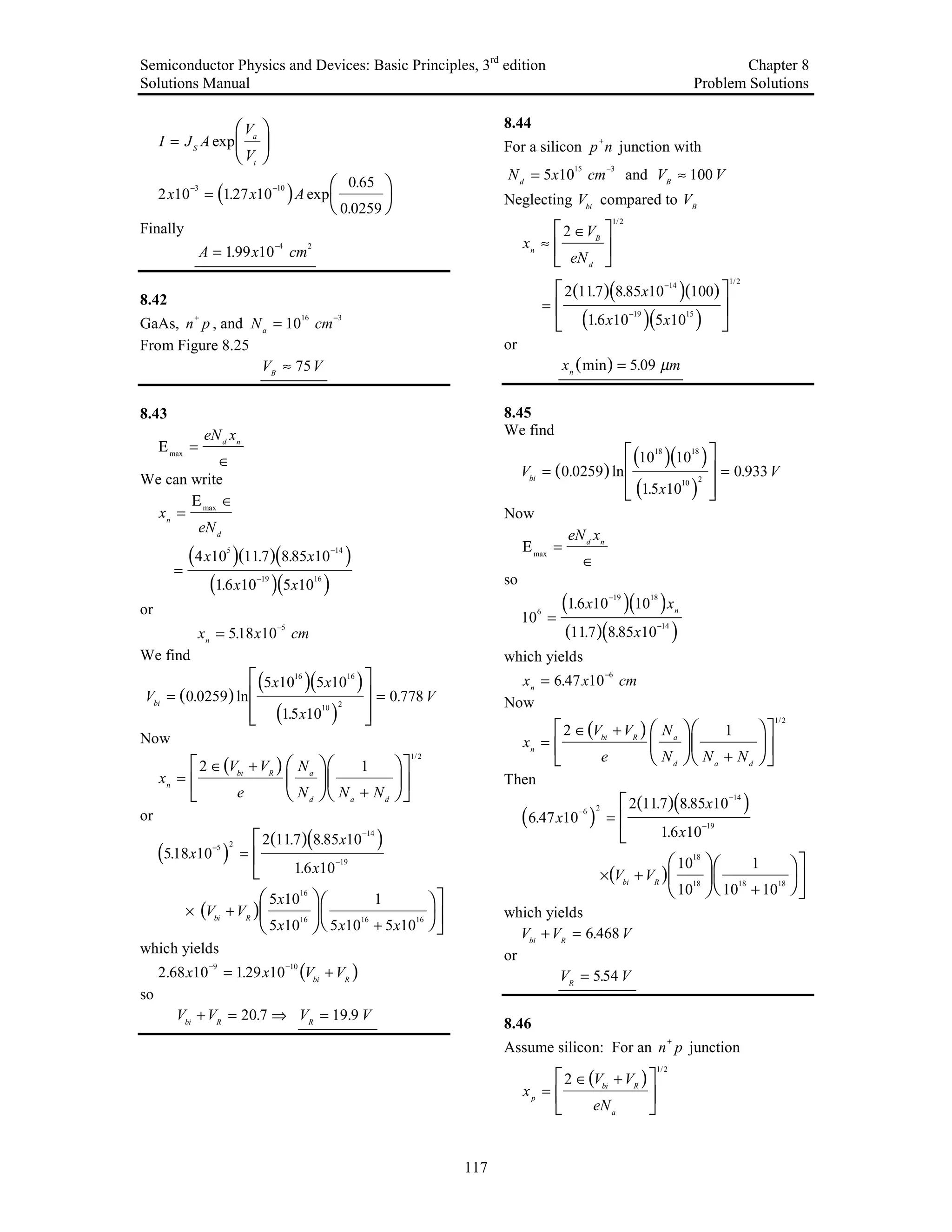 (Neamen)solution manual for semiconductor physics and devices 3ed | PDF
