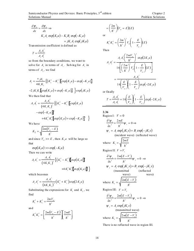 Neamen Solution Manual For Semiconductor Physics And Devices 3ed