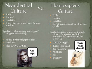 Homo sapiens CultureNeanderthal CultureVs.Tools