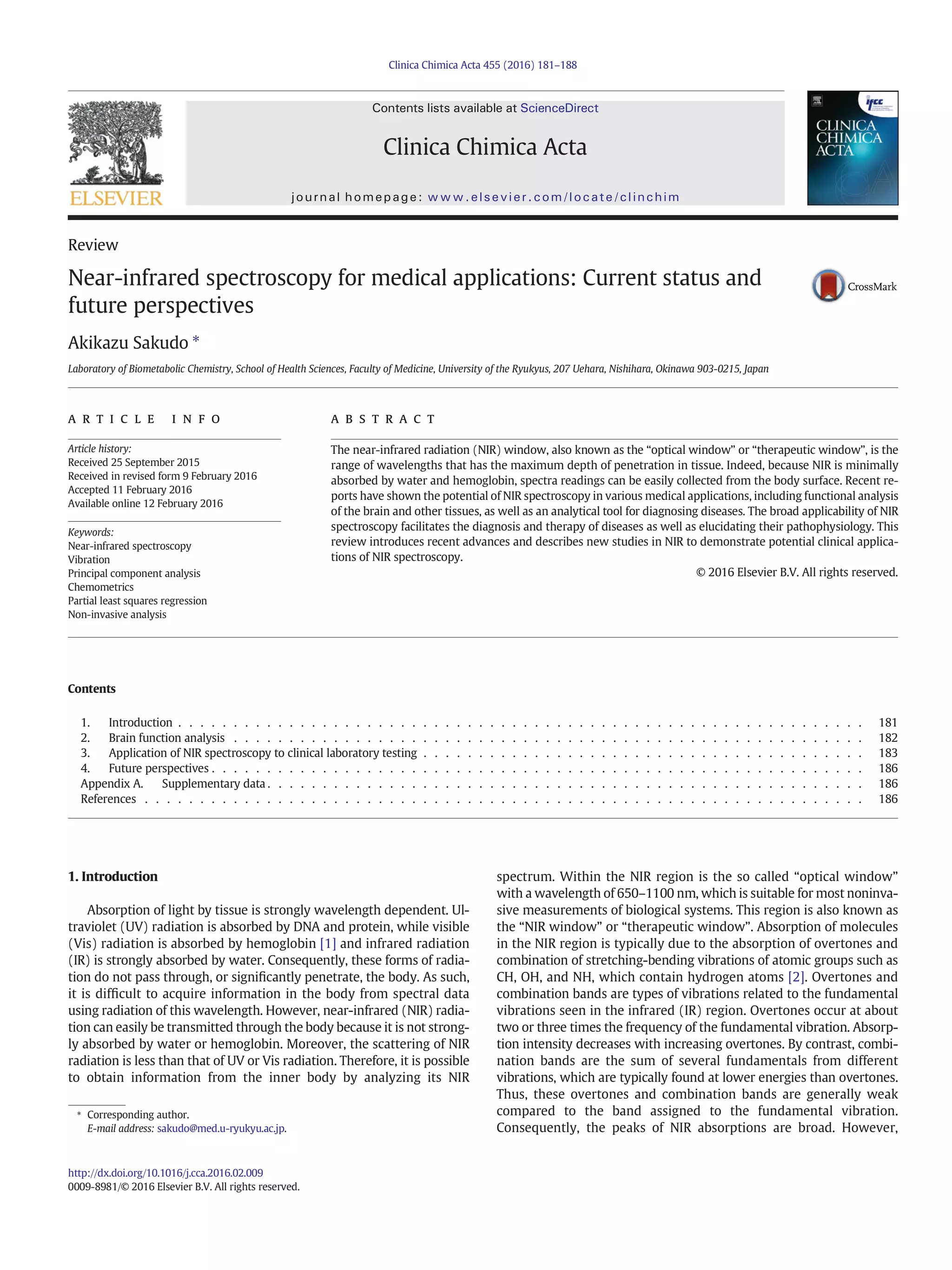 Near infrared spectroscopy for medical applications current status and ...