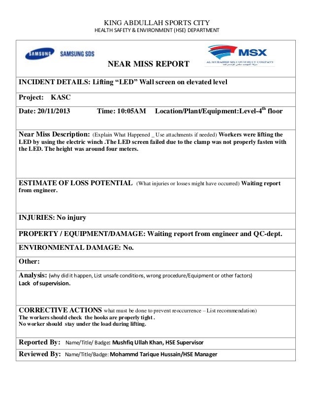 sle near miss report sle near miss report 28 images near miss report form sle near miss report sle near miss report 28 images near miss report form