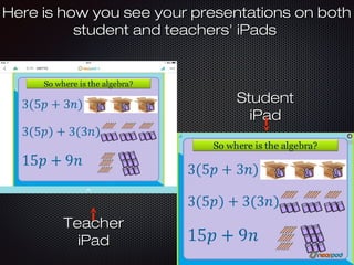 Here is how you see your presentations on bothHere is how you see your presentations on both
student and teachers' iPadsstudent and teachers' iPads
StudentStudent
iPadiPad
TeacherTeacher
iPadiPad
 