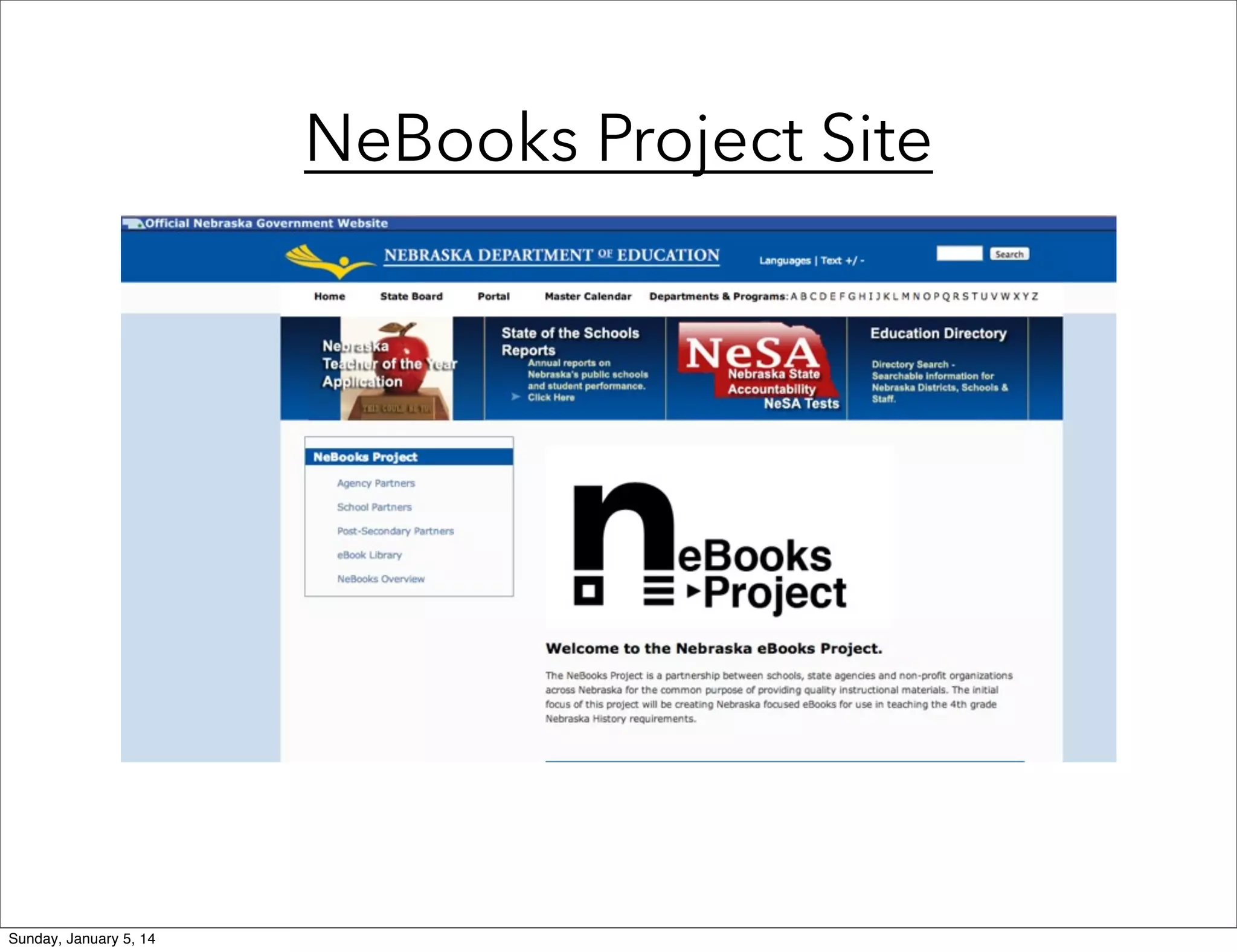 NeBooks Project Site

Sunday, January 5, 14

 