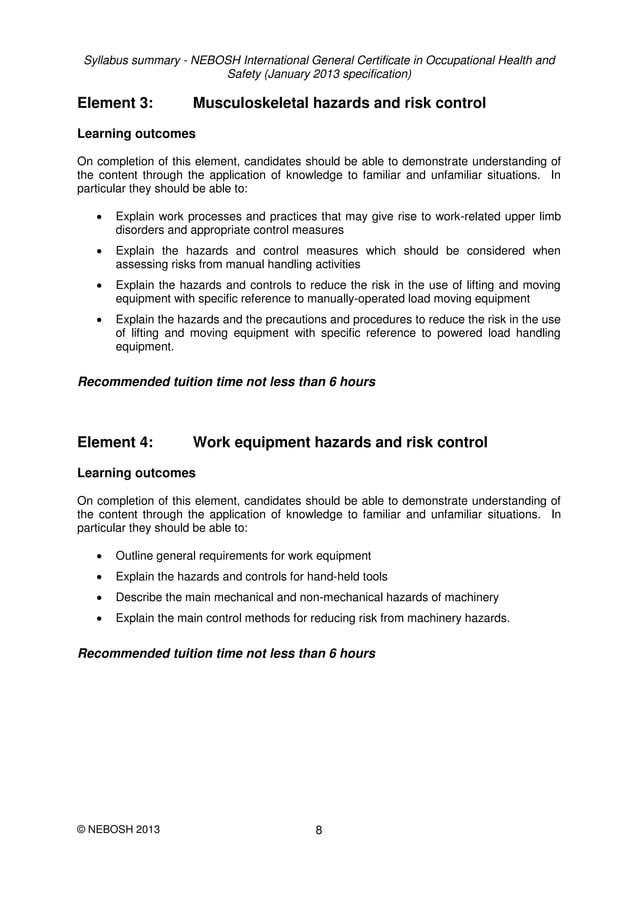 NEBOSH INTERNATIONAL GENERAL CERTIFICATE IN OCCUPATIONAL HEALTH AND SAFETY PDF FREE visual data 8