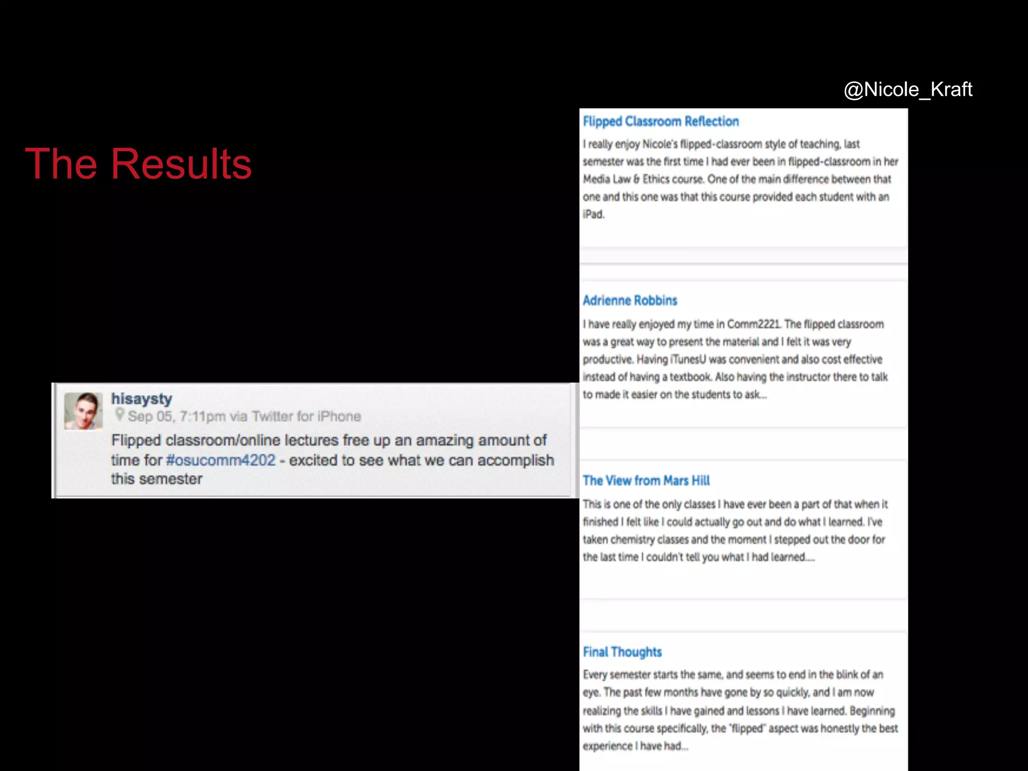 The Results
@Nicole_Kraft
 