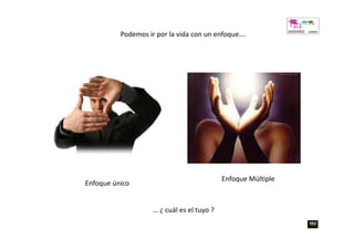 Podemos ir por la vida con un enfoque….




                                            Enfoque Múltiple
Enfoque único


                    … ¿ cuál es el tuyo ?
 