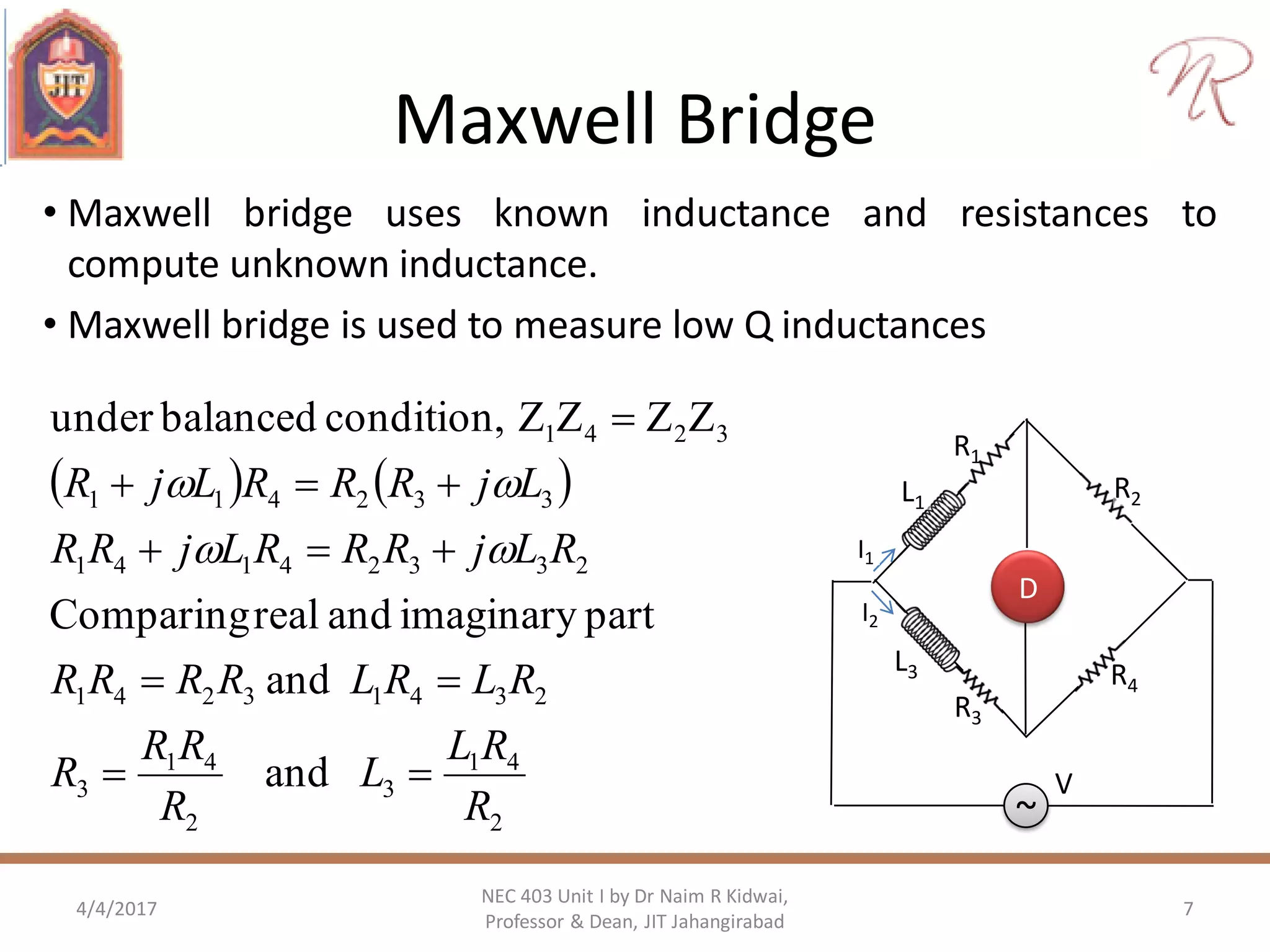 AC bridges Inductance and Capacitance measurement PPT