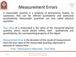 Measurement errors, Statistical Analysis, Uncertainty | PPT