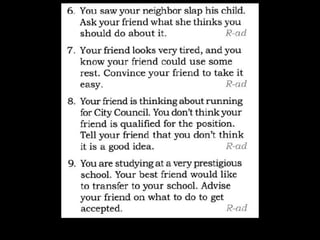 Modals: Role plays/questions