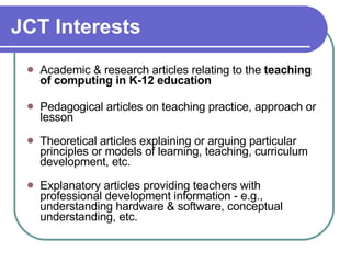 Journal for Computing Teachers | PPT