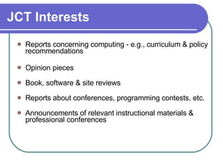 Journal for Computing Teachers | PPT