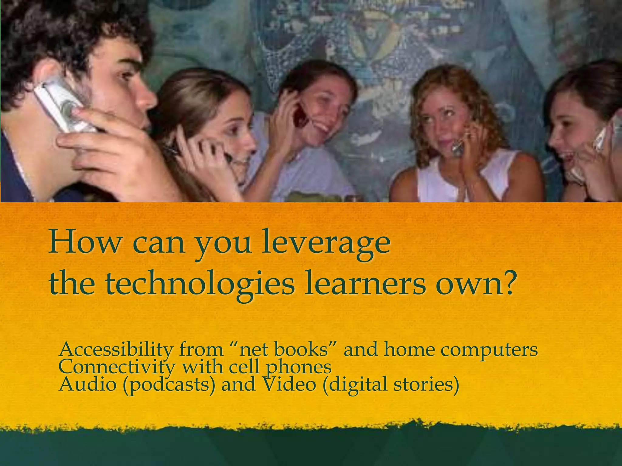 High School ePortfolio EmphasisTechnologies: GoogleApps (Docs, Sites), Social NetworkingReflection in High School: Construction of Self, Planning for the Future