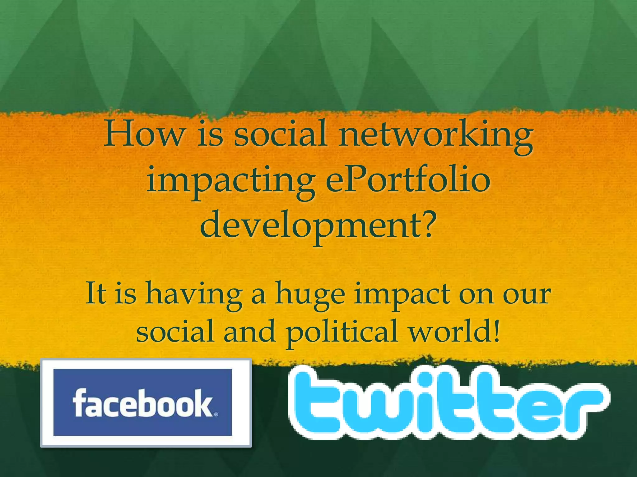 ePortfolio 1.0   -   ePortfolio 2.0(continued)Web-based FormPositivistAccountability-drivenProprietaryDigital Paper (text & images)Local Storage (hard drives, CD)Blog and WikiConstructivist, ConnectivistLearning-focusedOpen StandardsDigital Story (multimedia)Network Storage (Lifetime Personal Web Space)