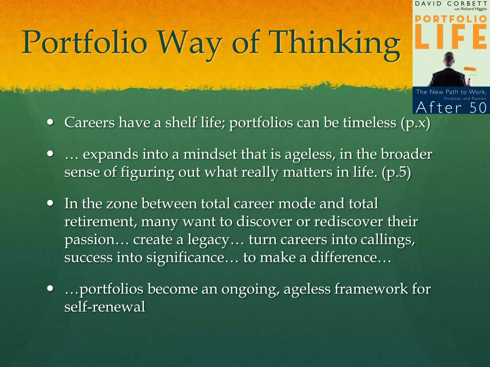 Professional ePortfolio EmphasisTechnologies: Social Networks, Productivity Tools, Micro-Blogging (Twitter) and Second LifeReflection on the Job: Sharing Experiences, Building a Community of Learners