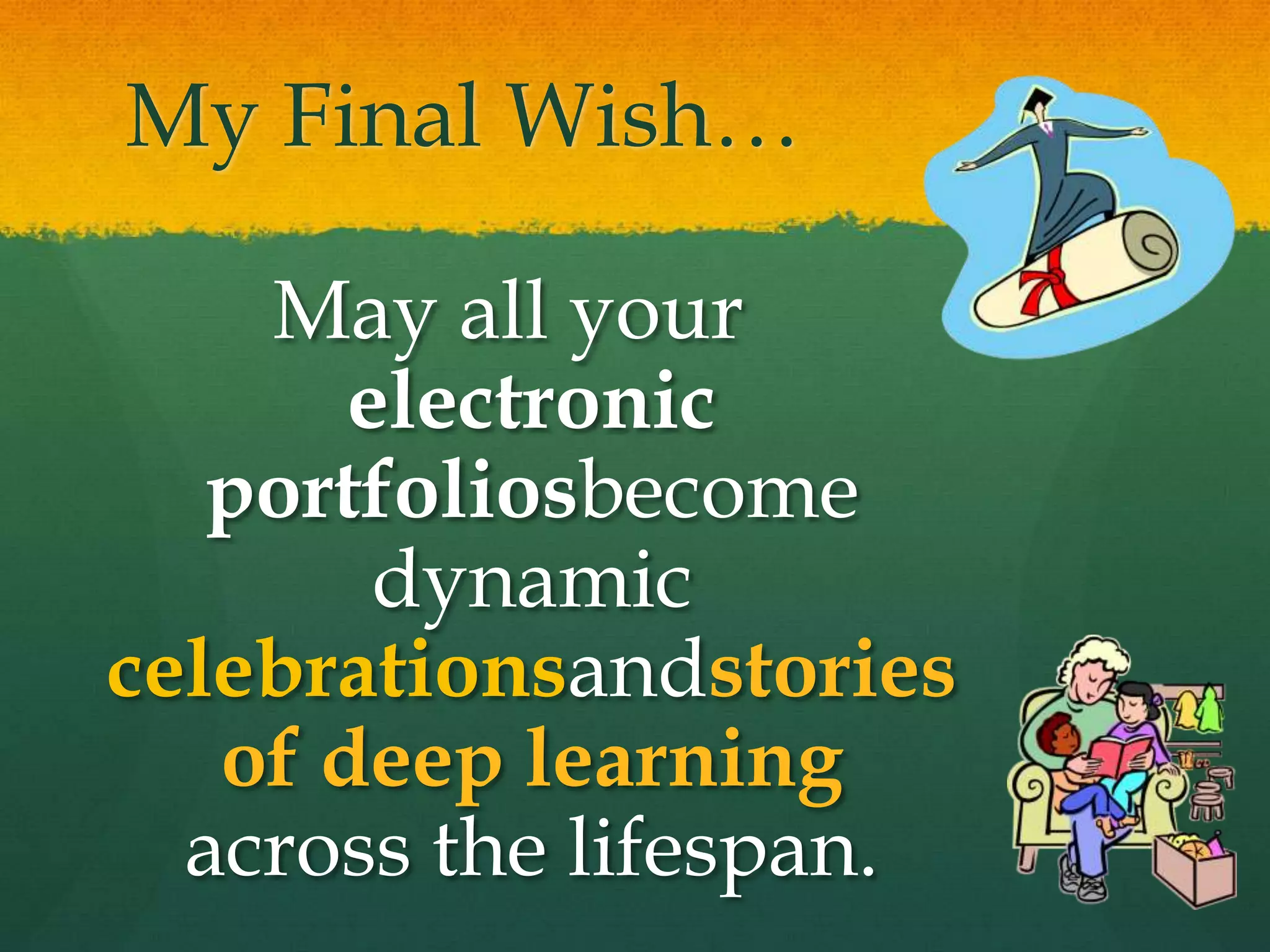 Google Groups to JoinResearching Web2.0 Portfolioshttp://groups.google.com/group/web2eportfoliosUsing Google Apps for ePortfolios in K-12 Educationhttp://groups.google.com/group/k12eportfoliosWhat is Web 2.0? (online course)http://groups.google.com/group/what-is-web-2-0