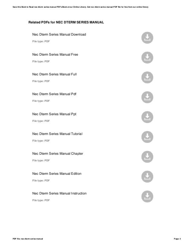 Nec dterm series manual