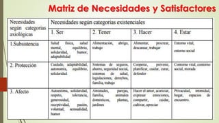 Matriz de Necesidades y Satisfactores
 