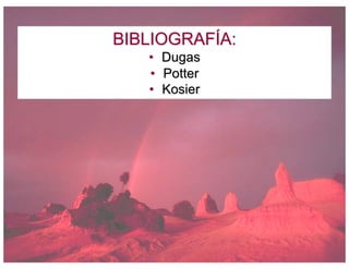 BIBLIOGRAFÍA:
• Dugas
• Potter
• Kosier
 