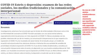 De más de 1.500
adultos
estadounidenses
mostró
claramente
que aquellos que
experimentan
más exposición
mediática sobre la
pandemia tenían
más estrés y
depresión.
 