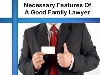 Necessary Features Of
A Good Family Lawyer
 